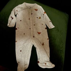 Cozy Cream Ribbed One Piece with Fall Print